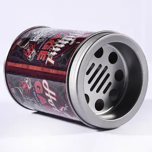 定制设计热卖圆形锡金属便携式烟灰缸户外黑色汽车烟灰缸