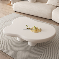 Ensemble de table basse pour maison moderne blanc crème ondulé en forme de nuage table centrale en bois de luxe mobilier design de salon