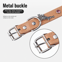 Collier pour animaux de compagnie en cuir PU avec pierres en cristal, prix de gros, réglable, pour petits chiens