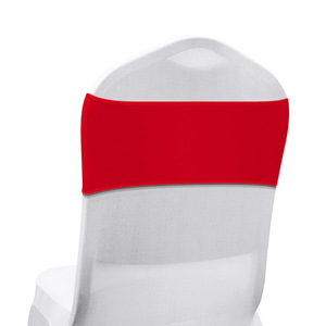 Elastic Chair Back Sash Solid Color Polyester Wedding Party Banquet Hotel Decoration White Dark Blue Red Rectangle Shape - Product Image 3