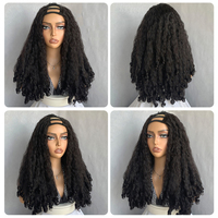 Wig Rambut Sintetis U-Part Keriting 24 Inch Grosir dengan Ujung Keriting # 2 Wig Serat Premium Coklat Hitam Anti Kusut Tersedia