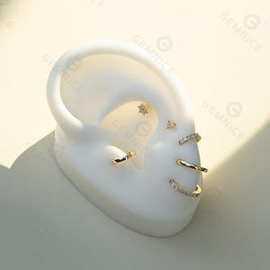 Gemnel थोक सोने के गहने 925 स्टर्लिंग चांदी 8mm/10mm/12mm हीरा huggie घेरा कान की बाली - Product Image 5