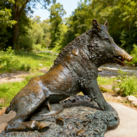 Statue décorative en bronze de sanglier sauvage, grande taille, pour extérieur, sculpture 3D, figurine Feng Shui, thème animal moderne, Noël