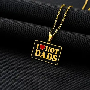 Je m'aime mon papa <span class=keywords><strong>maman</strong></span> EMO petit ami petite amie lettre étanche en acier inoxydable mode bijoux colliers pendentifs en gros - Product Image 6