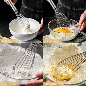 8/10/12 Inch Manual Stainless Steel Wire <b>Egg</b> Whisk Multifunction Cream Butter Beater Dishwasher Safe <b>Eco</b>-Friendly for Baking - Product Image 4