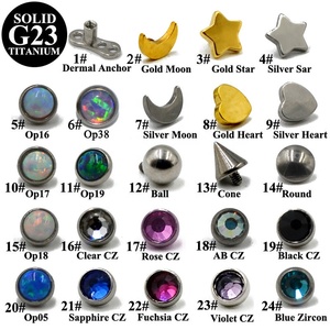 Ancre Dermique G23 en Titane avec Tête Opale CZ, Piercing de Sécurité pour la Peau, Bijou de Corps Unisexe Tendance - Product Image 2