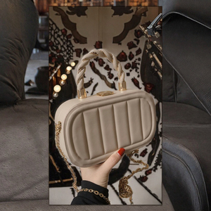 Women's Casual Geometric PU Small Square Single Shoulder Tote Crossbody <b>Handbag</b> <b>Chain</b> Strap Polyester Lining Mobile Phone - Product Image 3