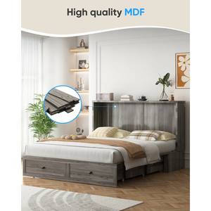 <span class=keywords><strong>Lit</strong></span> escamotable Queen Size en bois avec station <span class=keywords><strong>de</strong></span> charge USB intégrée, <span class=keywords><strong>lit</strong></span> mural moderne pour invités, commode <span class=keywords><strong>de</strong></span> rangement avec tiroirs pour appartement et chambre à coucher - Product Image 3