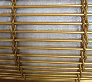 외관 벽 클래딩을위한 골든 컬러 건축 장식 금속 와이어 메쉬
