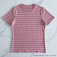 Tissu tricoté piqué rayé personnalisé 158 g/m² avec broderie blanche aspect fil pour polo, t-shirt, robe, vêtements pour femmes