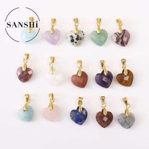 Amuletos de Piedras Preciosas con Forma de Corazón, Cristales Curativos de Chakra, Piedras Mixtas, Diamante como Piedra Principal, Chapado en Oro de 18K, Marca <span class=keywords><strong>MoLin</strong></span> - Product Image 2