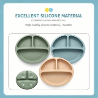 Assiette Bébé en Silicone Personnalisée à Compartiments, Style Minimaliste, avec Base Ventouse, Résistante aux Hautes Températures, Compatible Micro-ondes