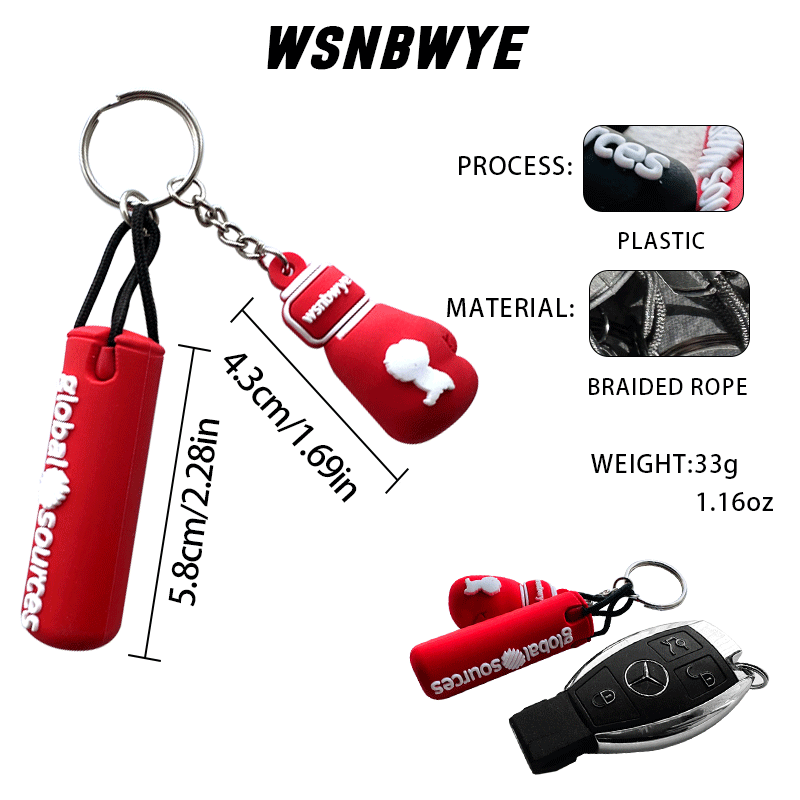 Mini Custom Boxing Glove Keychains - High Quality Leather & PVC, 3D Design