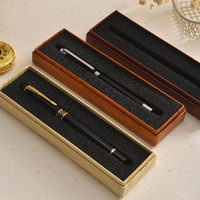 Boîte cadeau en papier grain de bois personnalisée avec logo, insert en mousse noire, étui à stylos, cadeau d'affaires, boîte de signature