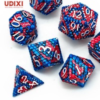 Pour Udixi Logo personnalisé RPG métal donjons et dragons jeu de dés Style polyédrique creux avec échelle de dragon rouge et bleu-personnalisable