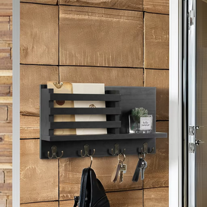 Porte-clés et courrier de style ferme pour organisateur de porte-clés en bois mural pour sacs de décoration accessoires tenture murale boîte à clés en bois - Product Image 6