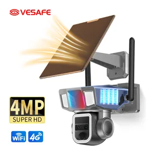 VESAFE 20x оптический зум 4g Wifi 4mp двойной объектив на солнечной энергии беспроводной для домашнего видеонаблюдения Ptz системы безопасности камеры