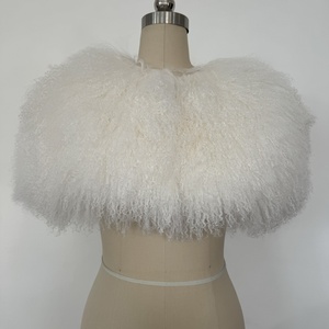 2026 Al por mayor Poncho, chal, capa y mantón <span class=keywords><strong>de</strong></span> lana esponjosa <span class=keywords><strong>de</strong></span> lujo para mujer, <span class=keywords><strong>de</strong></span> piel <span class=keywords><strong>de</strong></span> Mongolia, para invierno - Product Image 1