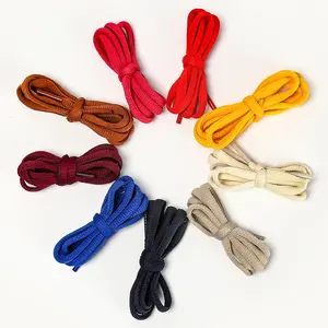 Customizable high quality cheap 6-7mm width 50-200cm round oval shoe laces 56 colors half rope shoelaces for sneakers