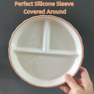 Assiette à dîner divisée en céramique écologique pour enfants de 8 pouces avec base d'aspiration et logo personnalisé pour un usage domestique - Product Image 6