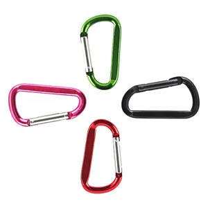 โปรโมชั่น Carabiner แบบกําหนดเอง D รูปร่างอลูมิเนียมล็อคโลหะผสมแขวน Carabiner ปีนเขา