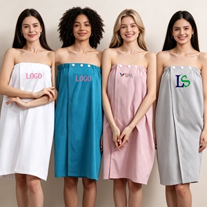 LOGO Cotton Waffle Strapless Spa <strong>Wrap</strong> Skirt Lightweight Summer Wearable Bath <strong>Towel</strong> Dress Adjustable Body <strong>Wrap</strong> for Beauty Salon - Product Image 1