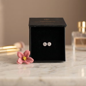 NOVAMART Fine SILVERINGS Sophia Women's 925 <b>Sterling</b> <b>Silver</b> <b>Stud</b> Earrings 14k 18k Gold Rose Crystal Rhinestone Authenticity Cert - Product Image 2
