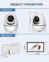 Caméra Wifi 720P avec vision nocturne, moniteur bébé avec audio bidirectionnel, panoramique/inclinaison, sirène intégrée, stockage cloud sans fil, moniteur bébé