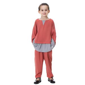 C0025 estilo turco traje modesto niños musulmanes Conjunto 2 uds manga larga árabe niñas Camisa larga y <span class=keywords><strong>pantalones</strong></span> conjuntos - Product Image 5