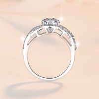 Cincin Wanita Lerca Hot Sale 2 Karat Oval Cut VVS Moissanite Bersertifikat GRA, Band Perak S925, Perhiasan Jari Wanita Modis