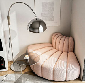 Canapé d'angle moderne incurvé en tissu rembourré, taille et couleur personnalisables pour salon ou bureau - Product Image 1