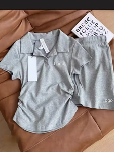 <span class=keywords><strong>Polo</strong></span> da donna abbigliamento sportivo con pieghe sulle spalle, aderente alla vita e snellente, gonna corta antiscivolo, abbigliamento da Yoga - Product Image 2