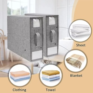 Lakuna 2024 대용량 4 피스 침대 시트 보관함 접이식 옥스포드 패브릭 정리함 옷장 보관함 - Product Image 4