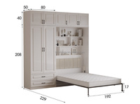Love Zone - Cama Plegable Moderna Blanca de Alta Calidad y Económica, Armario de Pared Completo, Ideal para Apartamentos Pequeños y Hoteles, 3-5 Personas