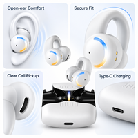 Écouteurs sans fil à clipser Secure Fit, Bluetooth 5.3 TWS, à oreille ouverte, pour le sport et la course, 6 heures d'autonomie, appels ENC
