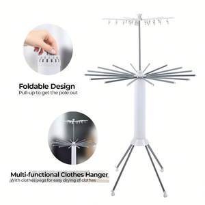 Séchoir à <span class=keywords><strong>linge</strong></span> pliable moderne et abordable, support rotatif en métal pour balcon, séchoir à <span class=keywords><strong>linge</strong></span> trépied pieuvre - Product Image 5