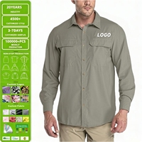 Camisas de Pesca para Hombre, Impermeables, con Botones, Manga Larga, Protección Solar UPF 50+ UV, Secado Rápido, Logotipo Personalizado, Lisas, para Camping y Senderismo