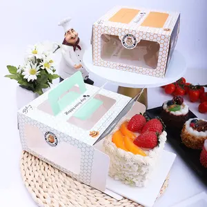 4 Inch Cake Box Handheld Box For Mousse Cake Packing with Bottom For Bracket Packing Custom LOGO Cake Box