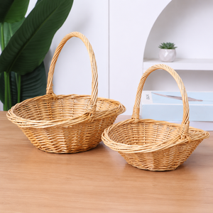 Canastas de Mimbre Tejidas Francesas, Cesta de Navidad, Cesta Vacía de Mimbre con Asas para Cocina, Baño, Regalos - Product Image 1
