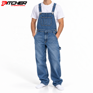 Salopette de travail en jean gris personnalisée avec genoux renforcés pour les marques de vêtements de travail en marque blanche - Product Image 1