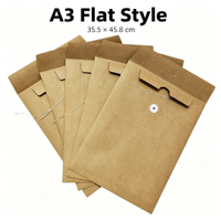 En stock : Enveloppe à documents en papier kraft plat vierge, style Hong Kong, format A4/A3/B4, pochette à documents épaissie pour contrats, type plat (sans soufflet)