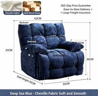 Fauteuil inclinable pivotant design nordique moderne, une place, avec fonction massage, structure en bois massif pour salon