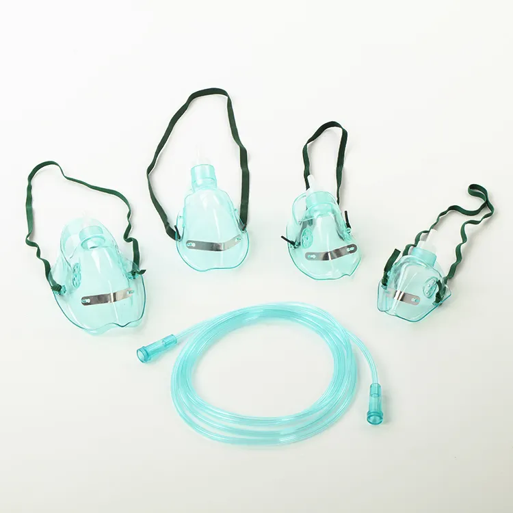 Maschera per ossigeno per adulti monouso medica in PVC con tubo