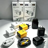 Chargeur rapide double USB-C 45W avec câble Type-C, prise EU/US, charge rapide USB Type-C PD 45W, adaptateur de voyage USB-C pour téléphone portable