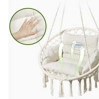 Fauteuil suspendu en macramé en coton tressé avec poche, grand modèle