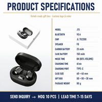 Écouteurs sans fil Bluetooth TWS Sunelan, casque audio avec réduction de bruit, écran LED, chipset JL, logo personnalisé, vente en gros