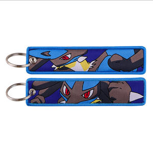 Großhandel klassische japanische Comic-Tasche Monster Stickerei gewebte Jet Tags Ring <span class=keywords><strong>Anime</strong></span> Lanyard Stoff Schlüssel bund Schlüssel anhänger - Product Image 3