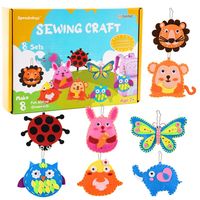 Kit de 8 grandes décorations animales en feutre à coudre soi-même pour enfants, ensemble de bricolage fait main pour tout-petits, activité artistique de maternelle