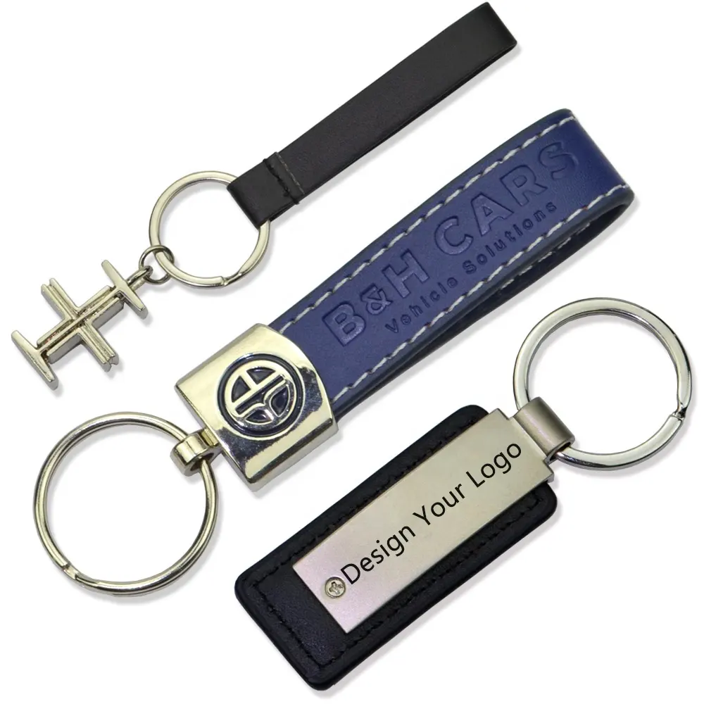 Wholesale Manufacturer Size Custom Pu Leather Keychain Gift High Quality Metal Leather Key Ring