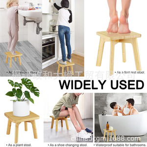 Bamboo <b>Stool</b> Solid Wood Small <b>Bathroom</b> <b>Stool</b> Durable Customizable For Adults And Children - Product Image 3